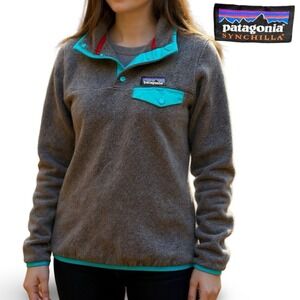 Patagonia Synchilla SnapT Fleece Pullover Women XS Nickel Teal Warm Outdoor Cozy